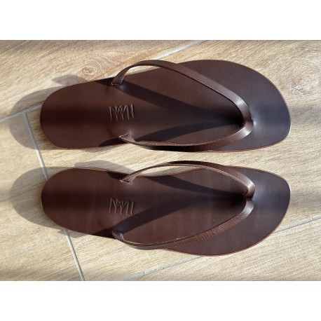 Tong Cuir Chocolat La Valérie