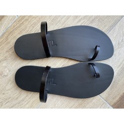 La Tong Cuir Noir La Billie made in France