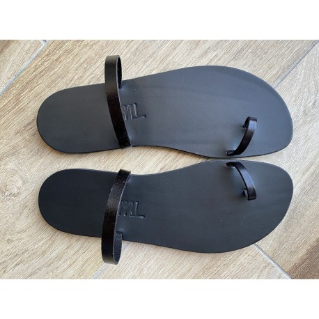 La Tong Cuir Noir La Billie made in France