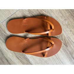 La Tong Cuir Orange La Camille made in France