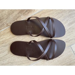 La Tong Cuir Chocolat L'Axelle made in France