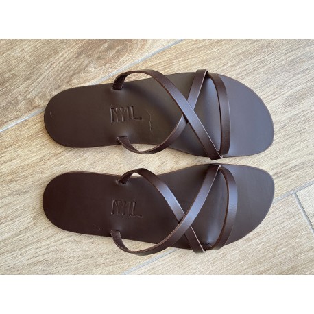 La Tong Cuir Chocolat L'Axelle made in France