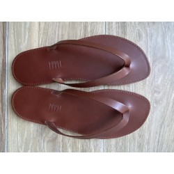 La Tong Cuir Marron La Charlie made in France