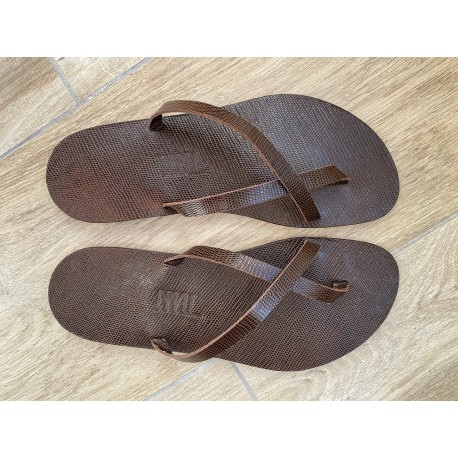 Tong Cuir Caviar Marron La 17 La Lou par MMLL