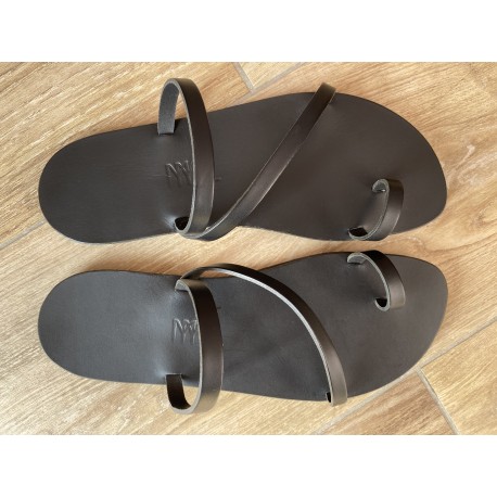 Tong Cuir Noir L'Arielle made in France