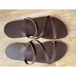 Tong Cuir Chocolat La Gaëlle made in France