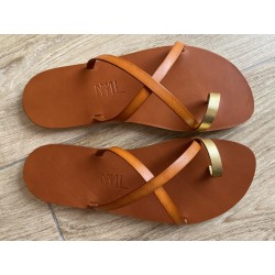 La Tong Cuir Orange Couture Tropézienne