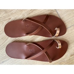 La Tong Cuir Marron Couture Tropézienne