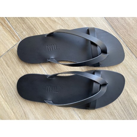 La Calie Tong Cuir Noir Homme made in France par MMLL