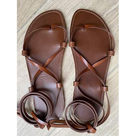 Spartiate Cuir Marron L'Alix par MMLL