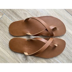 La Noa Tong Cuir Sable Homme made in France par MMLL