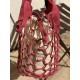 Le grand sac filet en croute de cuir rouge framboise par MMLL