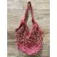 Le grand sac filet en croute de cuir rouge framboise par MMLL