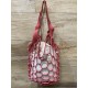 Le grand sac filet en croute de cuir rouge framboise par MMLL