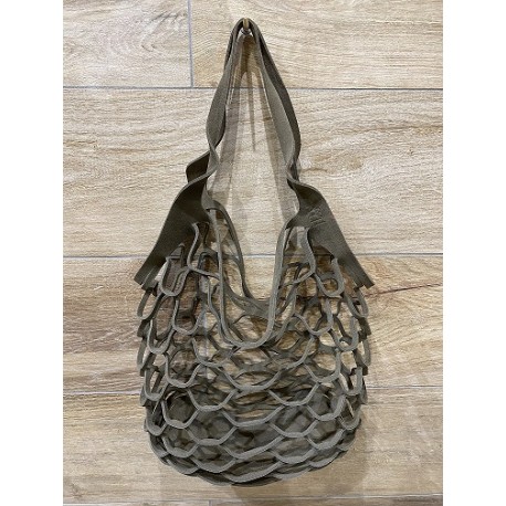 Le grand sac filet en croute de cuir vert kaki par MMLL