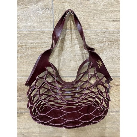 Le grand sac filet en cuir bordeaux par MMLL