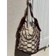 Le grand sac filet en cuir bordeaux par MMLL